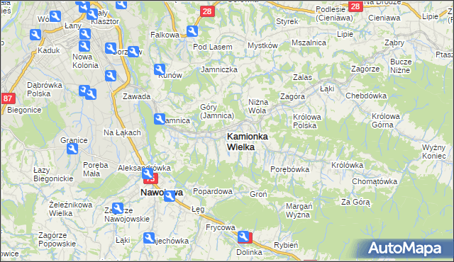 mapa Kamionka Wielka, Kamionka Wielka na mapie Targeo