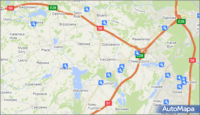 mapa Karczemki gmina Szemud, Karczemki gmina Szemud na mapie Targeo