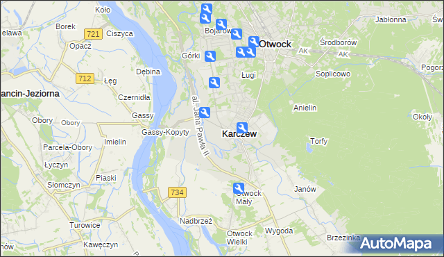 mapa Karczew powiat otwocki, Karczew powiat otwocki na mapie Targeo