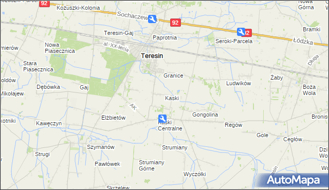 mapa Kaski gmina Baranów, Kaski gmina Baranów na mapie Targeo