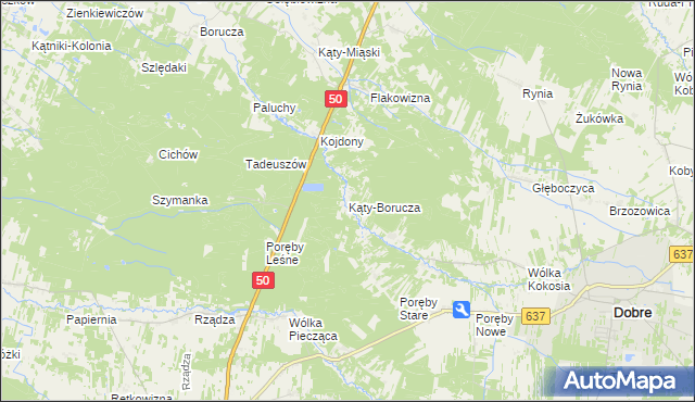 mapa Kąty-Borucza, Kąty-Borucza na mapie Targeo