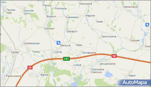 mapa Kępa gmina Długołęka, Kępa gmina Długołęka na mapie Targeo