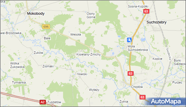 mapa Kisielany-Kuce, Kisielany-Kuce na mapie Targeo