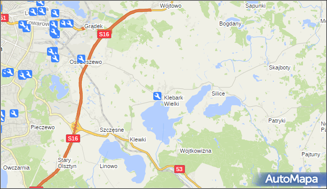 mapa Klebark Wielki, Klebark Wielki na mapie Targeo