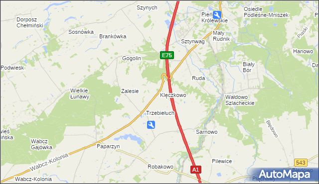 mapa Klęczkowo gmina Stolno, Klęczkowo gmina Stolno na mapie Targeo