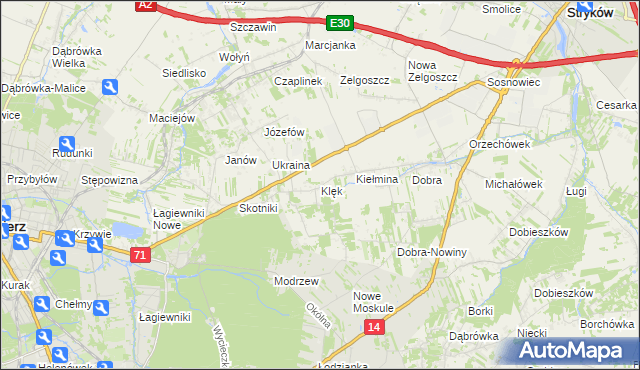 mapa Klęk, Klęk na mapie Targeo