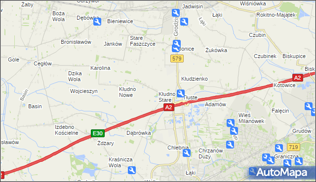 mapa Kłudno Stare, Kłudno Stare na mapie Targeo