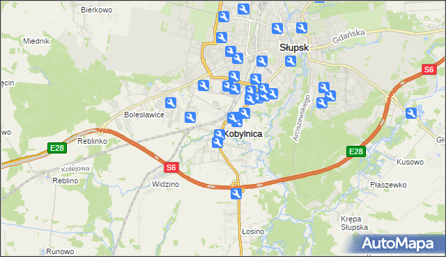 mapa Kobylnica powiat słupski, Kobylnica powiat słupski na mapie Targeo