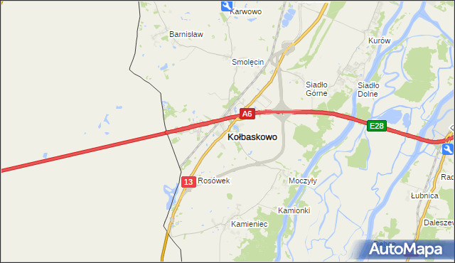 mapa Kołbaskowo, Kołbaskowo na mapie Targeo