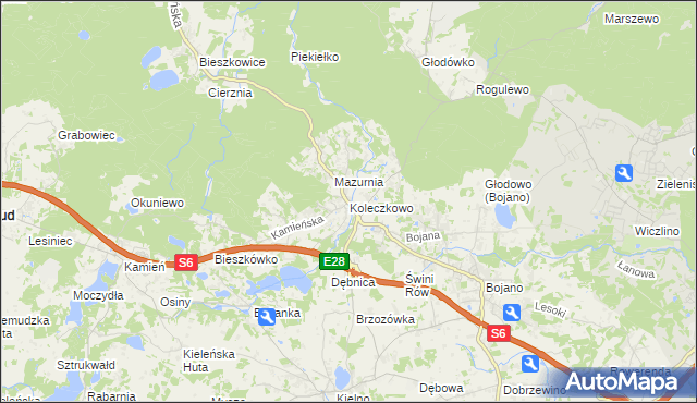mapa Koleczkowo, Koleczkowo na mapie Targeo