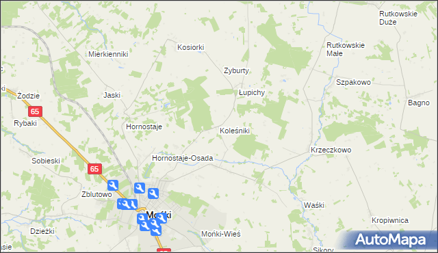 mapa Koleśniki gmina Mońki, Koleśniki gmina Mońki na mapie Targeo