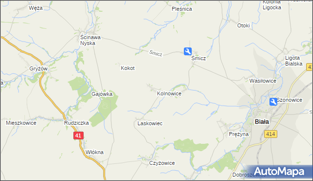 mapa Kolnowice, Kolnowice na mapie Targeo
