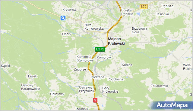 mapa Komorów gmina Majdan Królewski, Komorów gmina Majdan Królewski na mapie Targeo