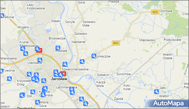 mapa Koniaczów, Koniaczów na mapie Targeo