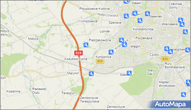 mapa Konopnica powiat lubelski, Konopnica powiat lubelski na mapie Targeo