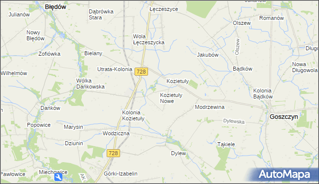 mapa Kozietuły Nowe, Kozietuły Nowe na mapie Targeo