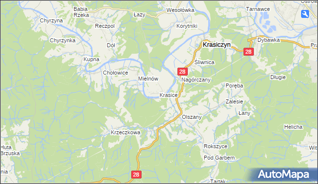 mapa Krasice gmina Krasiczyn, Krasice gmina Krasiczyn na mapie Targeo