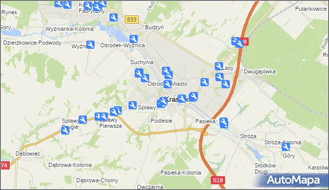 mapa Kraśnik, Kraśnik na mapie Targeo