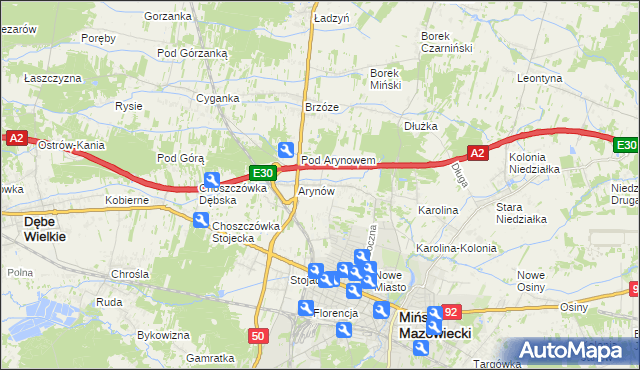 mapa Królewiec gmina Mińsk Mazowiecki, Królewiec gmina Mińsk Mazowiecki na mapie Targeo