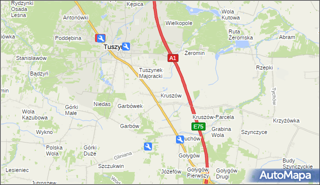 mapa Kruszów, Kruszów na mapie Targeo