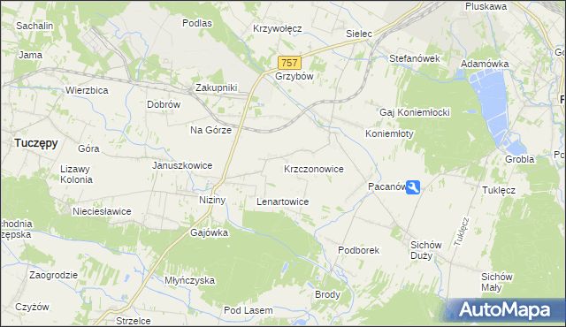 mapa Krzczonowice gmina Staszów, Krzczonowice gmina Staszów na mapie Targeo