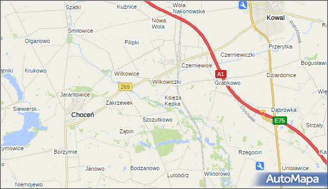 mapa Księża Kępka, Księża Kępka na mapie Targeo