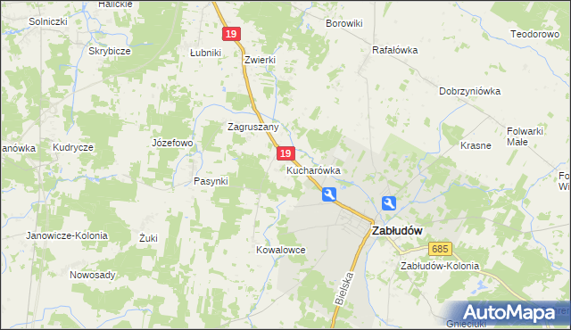 mapa Kucharówka, Kucharówka na mapie Targeo