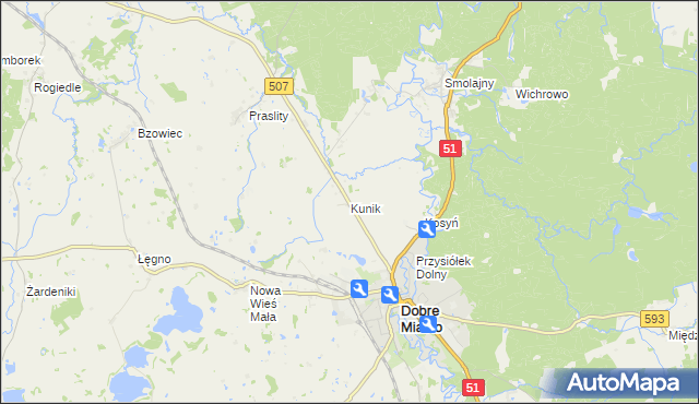 mapa Kunik, Kunik na mapie Targeo