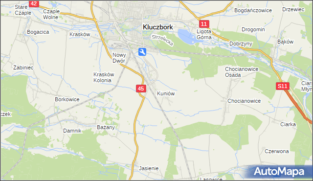 mapa Kuniów, Kuniów na mapie Targeo