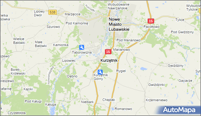 mapa Kurzętnik, Kurzętnik na mapie Targeo