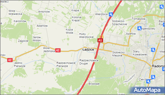 mapa Ładzice, Ładzice na mapie Targeo