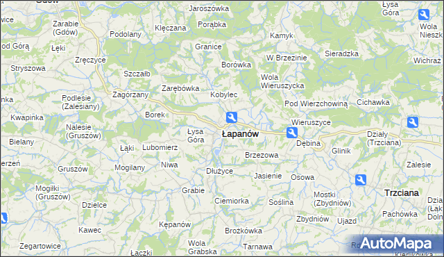 mapa Łapanów, Łapanów na mapie Targeo