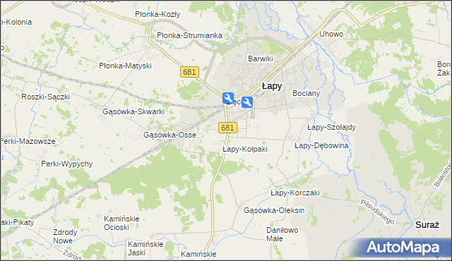 mapa Łapy-Łynki, Łapy-Łynki na mapie Targeo