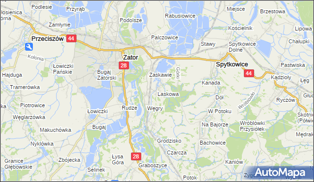 mapa Laskowa gmina Zator, Laskowa gmina Zator na mapie Targeo