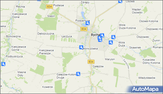 mapa Leśniczówka gmina Bychawa, Leśniczówka gmina Bychawa na mapie Targeo