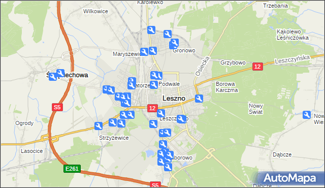 mapa Leszno, Leszno na mapie Targeo