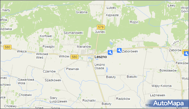 mapa Leszno powiat warszawski zachodni, Leszno powiat warszawski zachodni na mapie Targeo