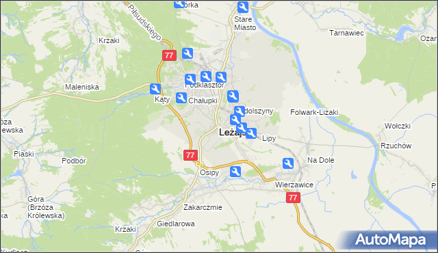 mapa Leżajsk, Leżajsk na mapie Targeo