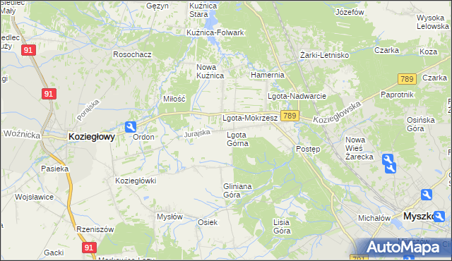 mapa Lgota Górna, Lgota Górna na mapie Targeo