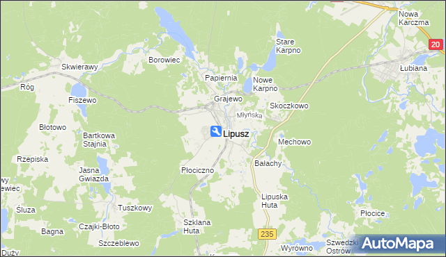 mapa Lipusz, Lipusz na mapie Targeo