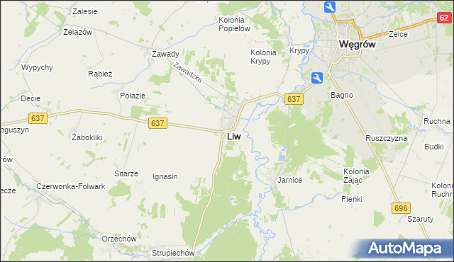 mapa Liw, Liw na mapie Targeo