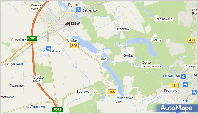 mapa Łódź gmina Stęszew, Łódź gmina Stęszew na mapie Targeo