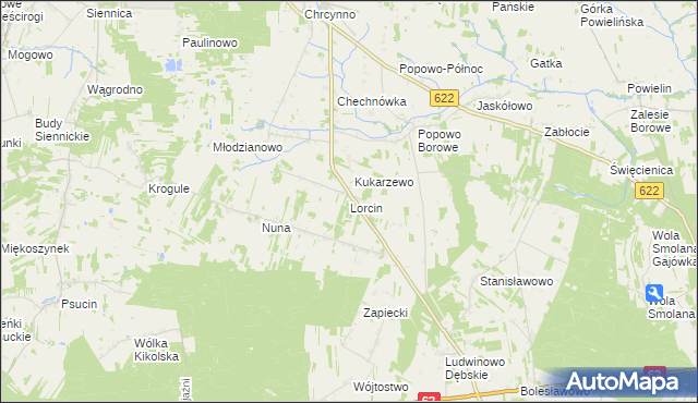 mapa Lorcin gmina Nasielsk, Lorcin gmina Nasielsk na mapie Targeo