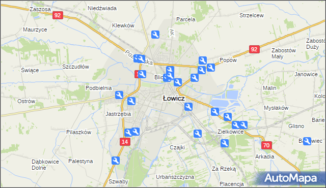 mapa Łowicza, Łowicz na mapie Targeo