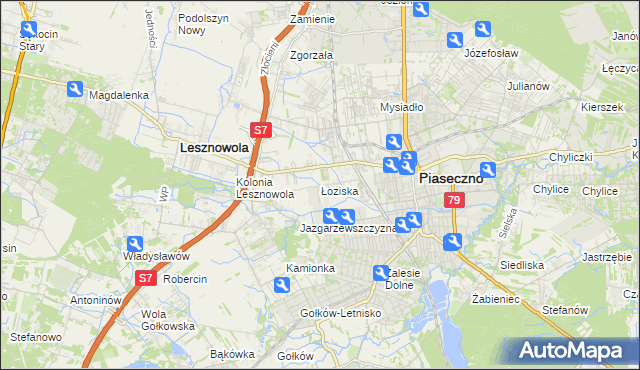 mapa Łoziska, Łoziska na mapie Targeo