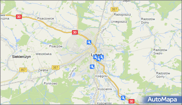 mapa Lubań, Lubań na mapie Targeo