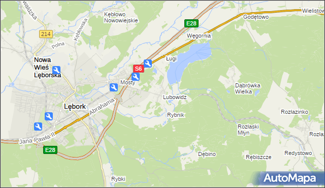 mapa Lubowidz gmina Nowa Wieś Lęborska, Lubowidz gmina Nowa Wieś Lęborska na mapie Targeo