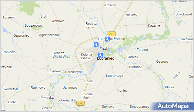 mapa Lubraniec, Lubraniec na mapie Targeo