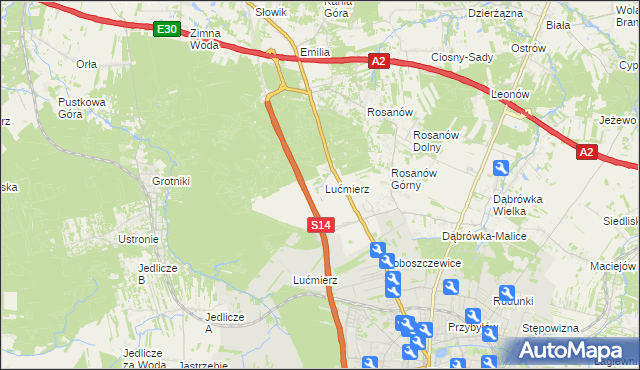 mapa Lućmierz-Ośrodek, Lućmierz-Ośrodek na mapie Targeo