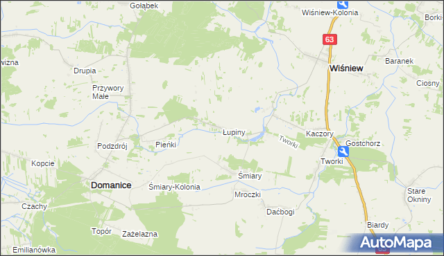 mapa Łupiny gmina Wiśniew, Łupiny gmina Wiśniew na mapie Targeo